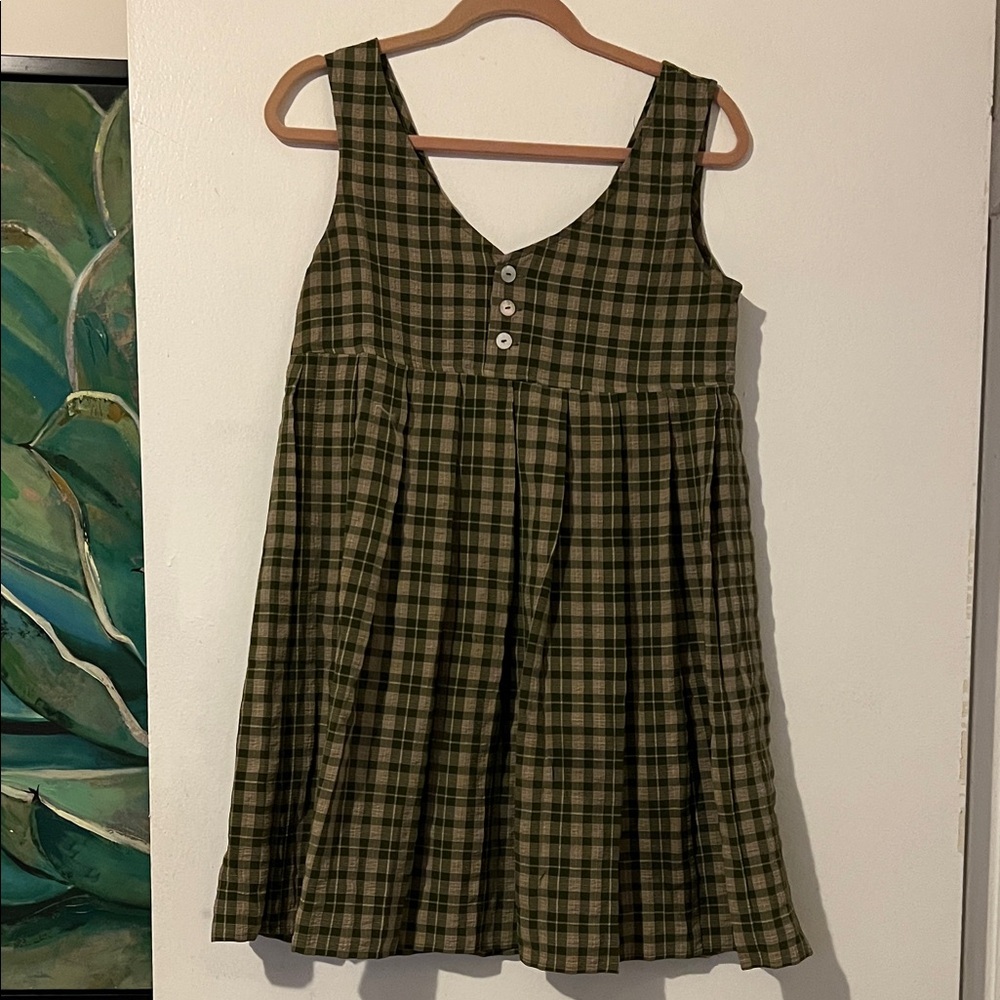 UNIF Green Plaid Mini Dress
